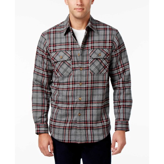  Red Mens Troy Plaid Pocket Shirt Jacket Gray 3XLT