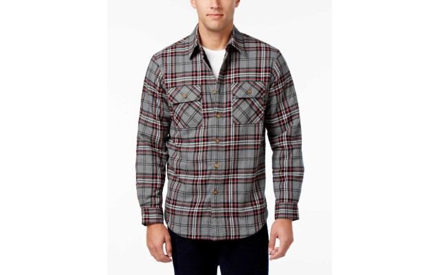  Red Mens Troy Plaid Pocket Shirt Jacket Gray 3XLT