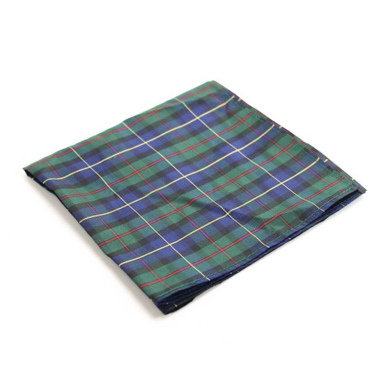  Tartan Basic Plaid Men’s Pocket Square Silk (Green, One Size)