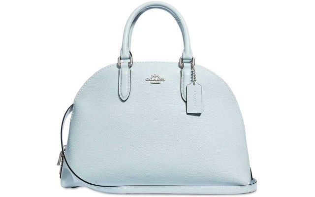  Polished Pebble Leather Quinn Satchel (Blue)