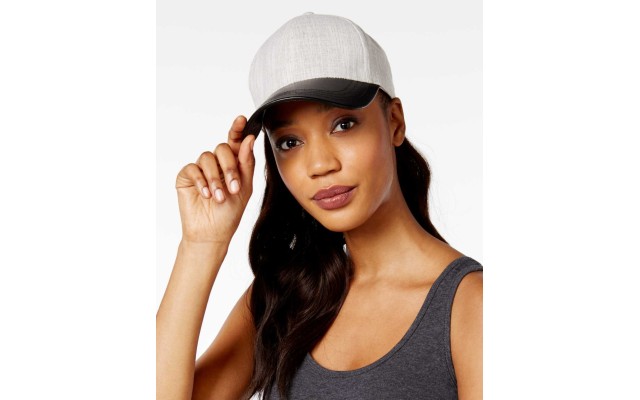  Mixed Media Fabrication Baseball Cap (Black/Heather Gray, One Size)