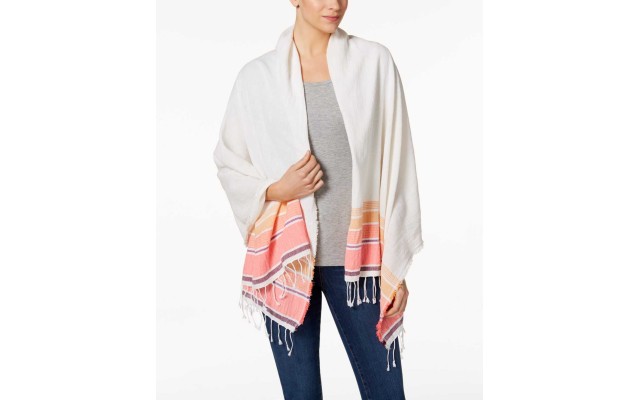  Cotton Beach Stripe Wrap Pink One Size