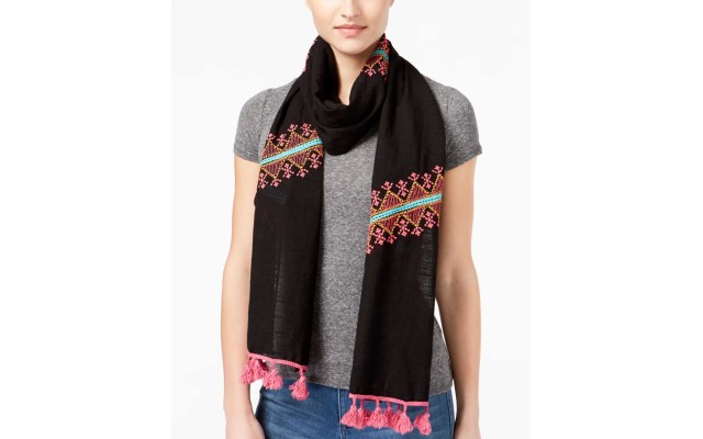  Pop Of Embroidery Scarf (Black)