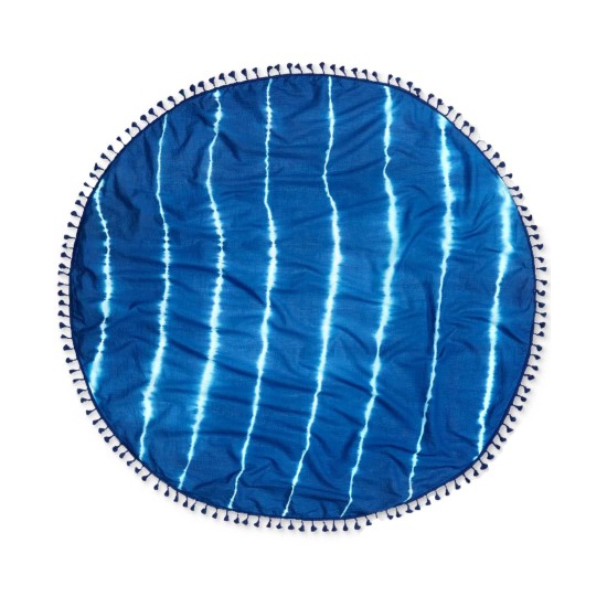  Tie-dyed Stripes Circle Wrap (Navy, One Size)