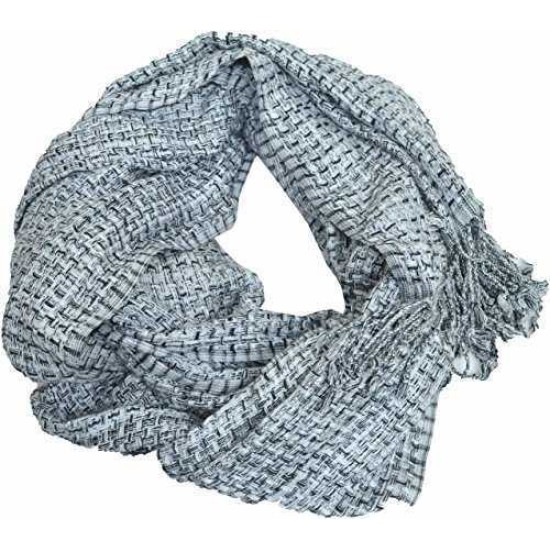  Women's Multi Woven Box Weave Wrap Scarves, Blue
