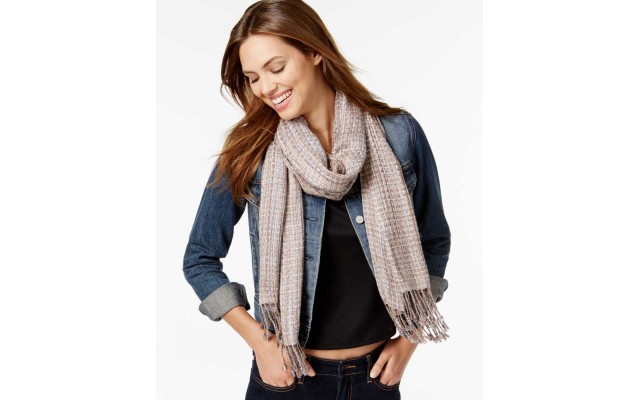  Women's Multi Woven Box Weave Wrap Scarves, Silver