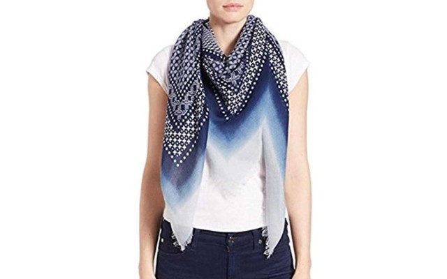 Collection XIIX Women’s Patterned Fringe Scarf Provence Blue One Size