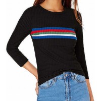 Crave Fame by Almost Famous Juniors’ Striped Ribbed Knit Blouse Pullover Tops