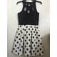  Juniors’ Cutout Polka-Dot Fit & Flare Dress (Black/White, 11)