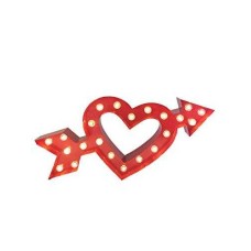 Cupids Heart and Arrow Love Marquee Metal Sign 18″x 9″ (Red)