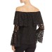  Lace Off-The-Shoulder Top (Black, M)
