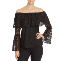 Cupio Lace Off-The-Shoulder Top (Black, M)
