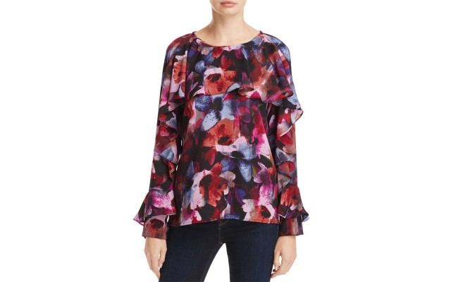  Women's Floral Print Ruffle Blouse Shirt Tops