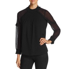 Daniel Rainn Cold-Shoulder Swiss Dot Top (Black, XL)