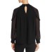  Cold-Shoulder Swiss Dot Top (Black, XL)