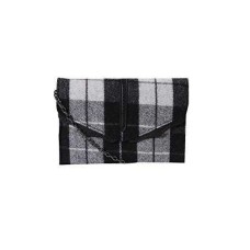 Danielle Nicole Womens Hudson Wool Plaid Crossbody Handbag B/W Small