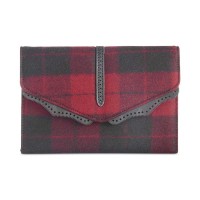 Danielle Nicole Womens Hudson Wool Plaid Crossbody Handbag Red Small
