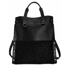 Danielle Nicole Womens Minx Faux Leather Colorblock Tote Handbag Black Large