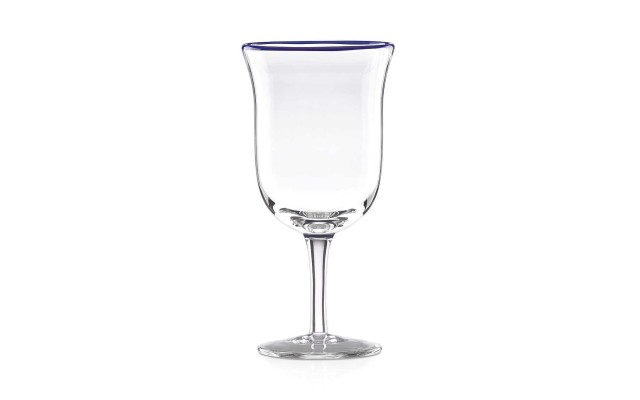  Northern Indigo Cobalt Rimmed Wine Glass, Clear
