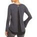  Chiffon-Inset Top (Gray, XL)