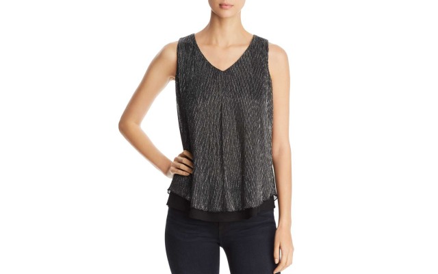 Design History Metallic Layered Look Tank (Black, S)
