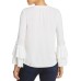 Design History Ruffle Bell Sleeve Blouse (White, M)
