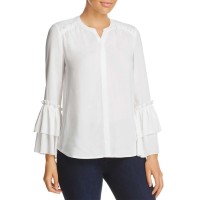 Design History Ruffle Bell Sleeve Blouse (White, M)