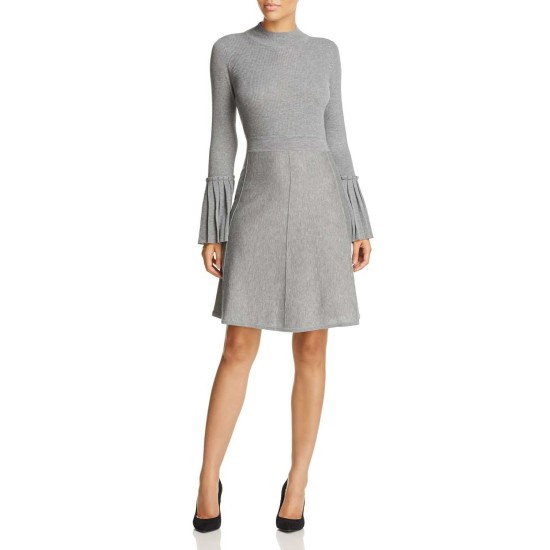  Women's Bell-Sleeve Knit Dress, Dark Gray, Small