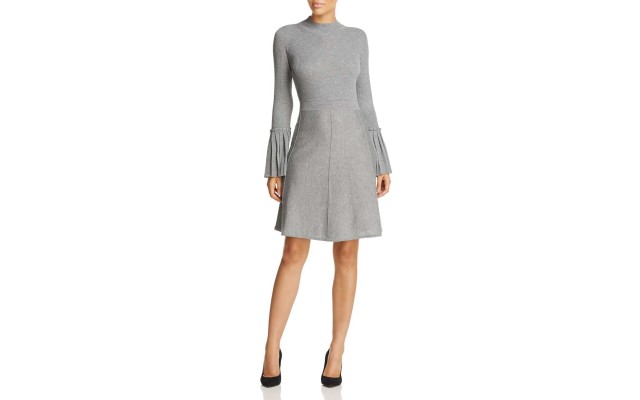  Women's Bell-Sleeve Knit Dress, Dark Gray, Small