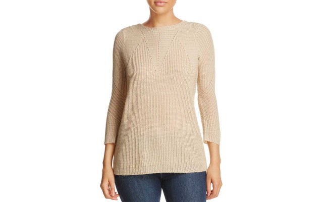  Women's Lace-Up Sweater Top, Beige, X-Large