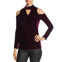 Design History Women's Velvet Cold-Shoulder Top
