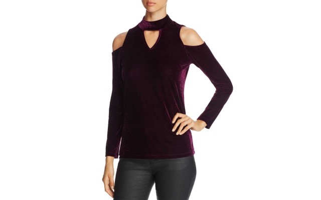  Women's Velvet Cold-Shoulder Top