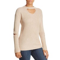 Design History Zip Elbow Choker Sweater (Cream, L)
