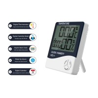 Digital Multifunctional Desk Clock with Thermometer, Humidity Checker, Alarm Clock, Calendar, Digital Clock with 5 Functions, Alarm Clock for Nightstand, Kitchen Timer