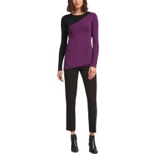 DKNY Asymmetrical Colorblocked Sweater (Black/Purple)