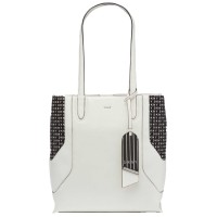 Dkny Jade Tall Signature Handbag Totes (White)