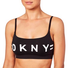 DKNY Logo Scoop Wirefree Bralette (Black, L)