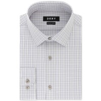DKNY Men’s Classic/Regular Fit Stretch Check Dress Shirts