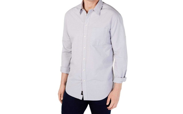  Men's Cotton Collared Button-Down Shirts, Gray, X-Large