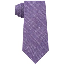 DKNY Men’s Plaid Grid Contrast Slim Tie (Purple)