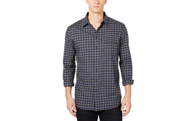  Men’s Plaid Shirt (Blue, XL)
