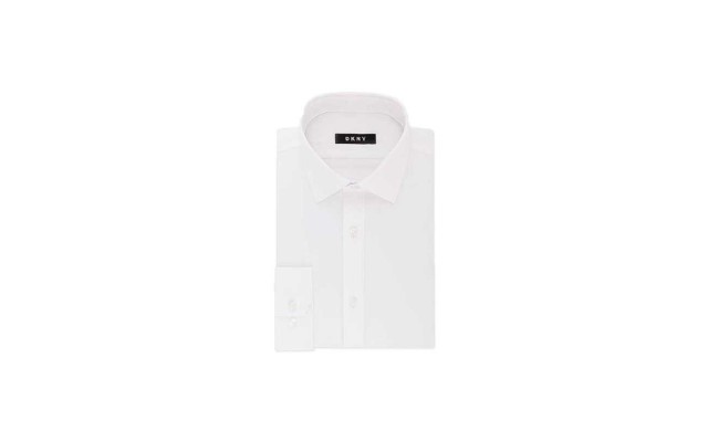  Men’s Slim-Fit Performance Stretch Solid Dress Shirt (White, 17X34-35)