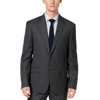 DKNY Men’s Slim-Fit Plaid Suit Jacket (Gray/Blue, 36)