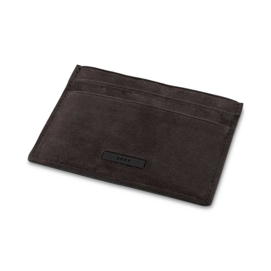  Men’s Suede Card Case (Gray, One Size)