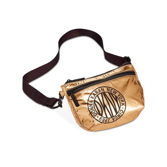  Metallic-Foil Logo Belt Bag (Gold, M/L)