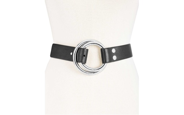  Women's Double-Ring Pull-Back Leather Belt