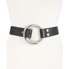 DKNY Women's Double-Ring Pull-Back Leather Belt