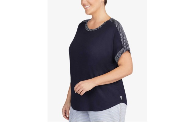  Women’s Plus Size Contrast-Trim Pajama Tops