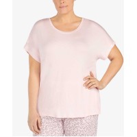 DKNY Women's Plus Size Petal-Back Chiffon-Panel Top