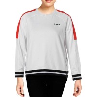 DKNY Women's Sport Colorblocked Varsity-Stripe Pullover Blouse Tops